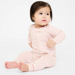 Oso & Me Ziggy Zip Romper- Dusty Rose Mini Stripe