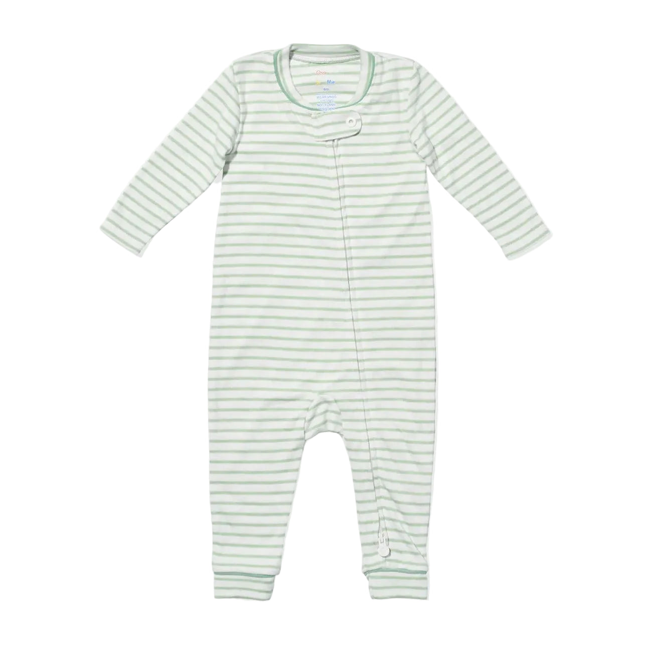 Oso & Me Ziggy Zip Romper- Dusty Seafoam Stripe