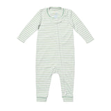 Oso & Me Ziggy Zip Romper- Dusty Seafoam Stripe