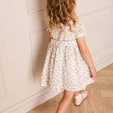 Alice Floral Double Breasted Hand Smocked Dress in Pink