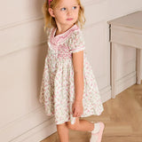 Alice Floral Double Breasted Hand Smocked Dress in Pink
