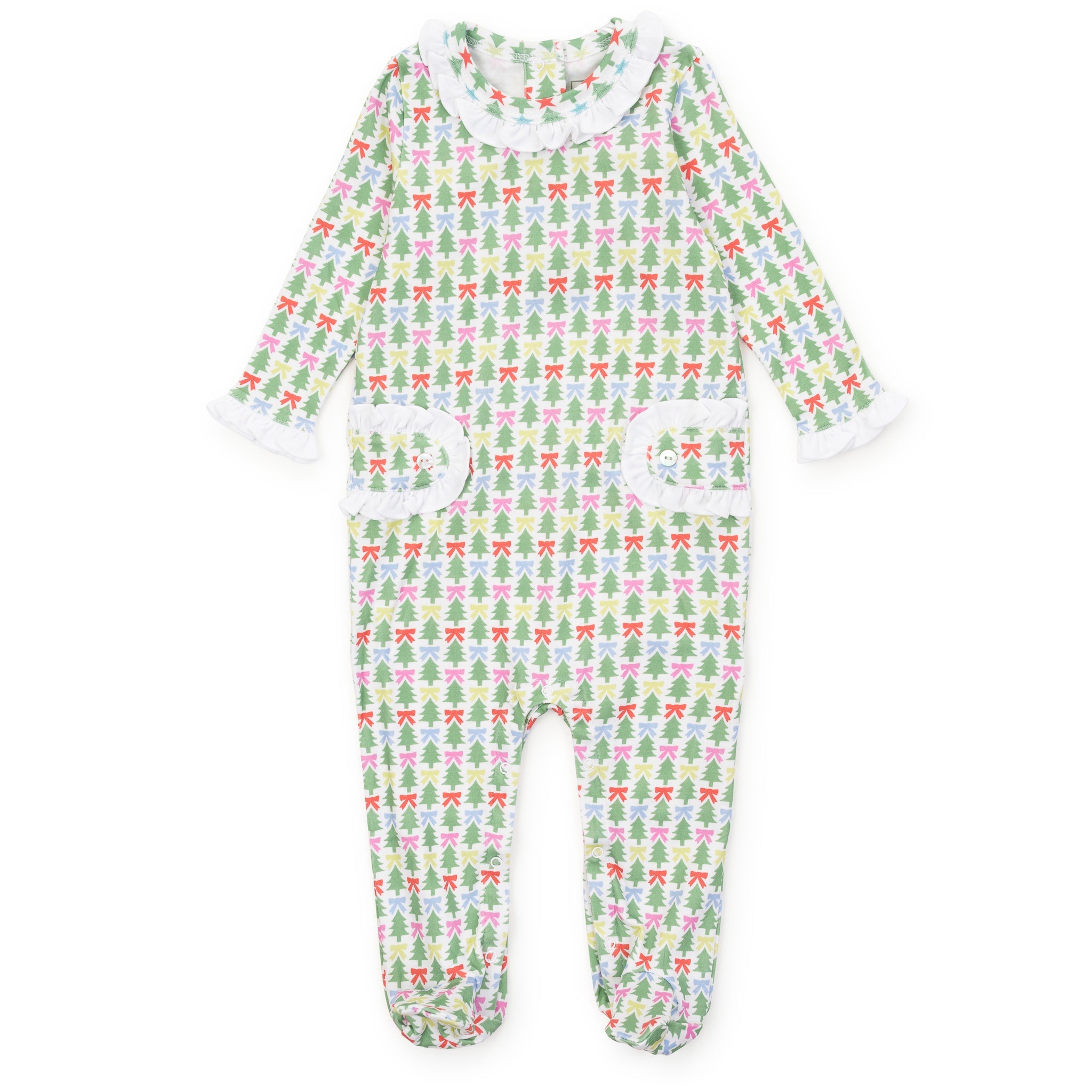 Lila and Hayes Lucy Girls' Romper - Tree Topper Bows