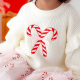 Sweet Wink Candy Cane Ruffle Sweater