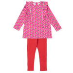 Lila and Hayes Olive Set Girls' Legging Set - Christmas Candy Pink