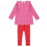 Lila and Hayes Olive Set Girls' Legging Set - Christmas Candy Pink