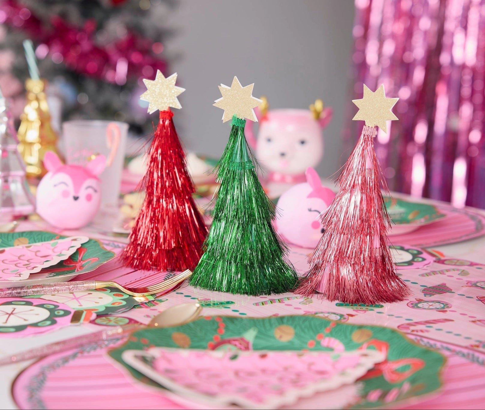 Packed Party Colorful Tinsel Christmas Tree Crackers