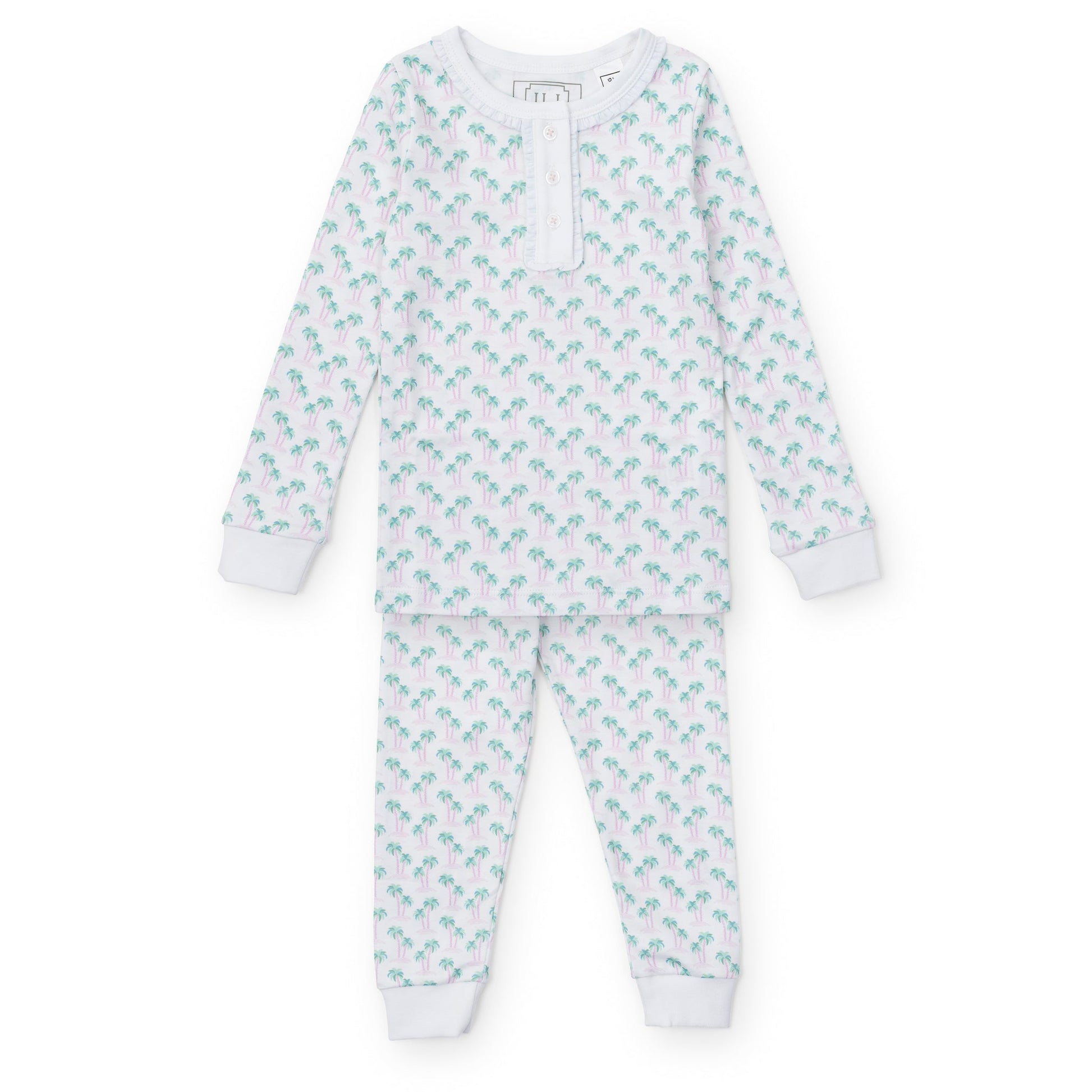 Lila and Hayes Alden Girls' Pajama Pant Set - Palm Tree Isle Pink