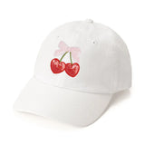 Sweet Wink Cherry Sequin Patch Hat - White