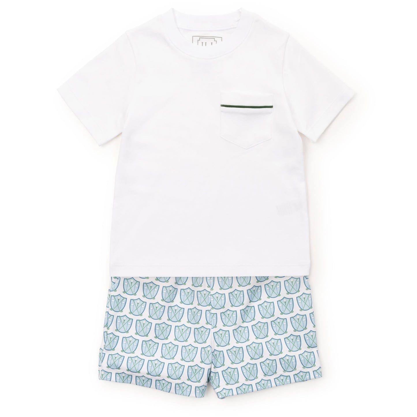 Lila and Hayes Walker Boys' Short Set - Golf Crest Blue