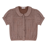 Minnow Girls Cafe Flora Puff Sleeve Collar Top