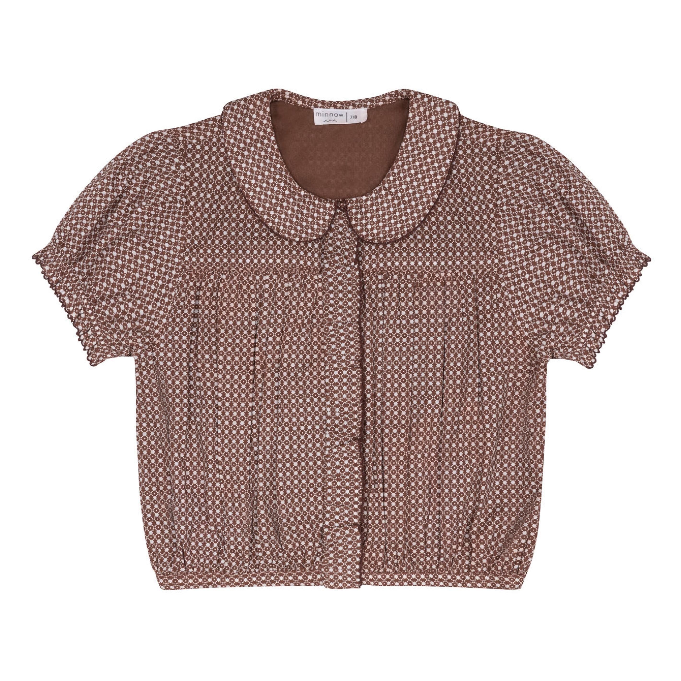 Minnow Girls Cafe Flora Puff Sleeve Collar Top