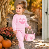 Bits & Bows Jack-O-Lantern Sweatshirt- Pink 