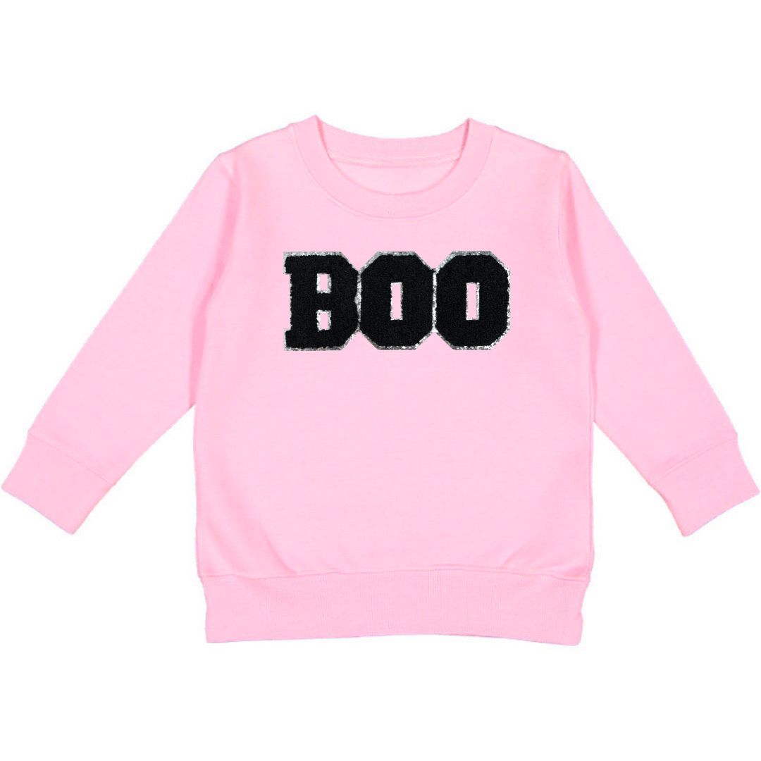 Sweet Wink Boo Patch Halloween Sweatshirt - Pink