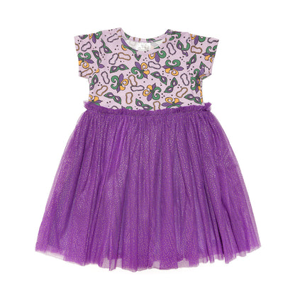 Sweet Wink Mardi Gras Short Sleeve Tutu Dress