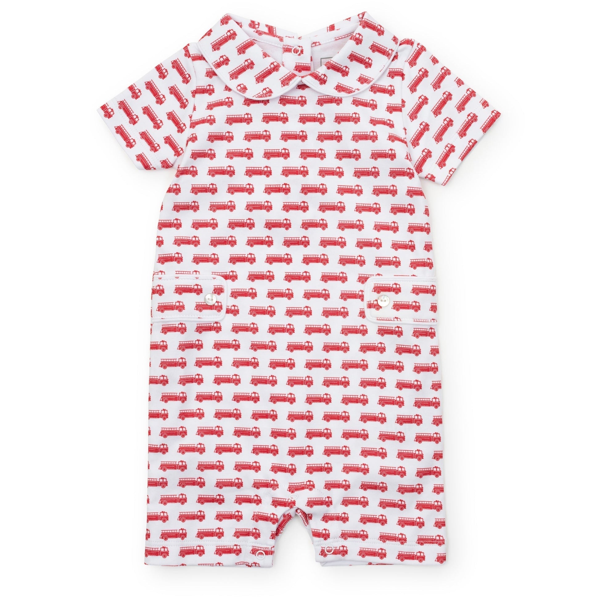 Lila and Hayes Henry Boys' Pima Cotton Shortall - Fire Truck Red
