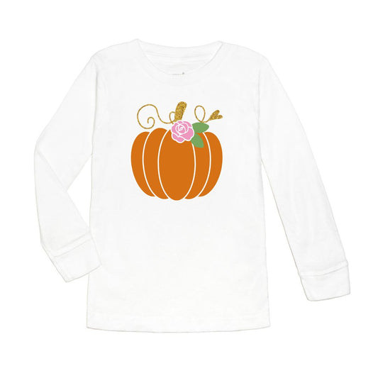 Sweet Wink Pumpkin Rose Long Sleeve Shirt - White