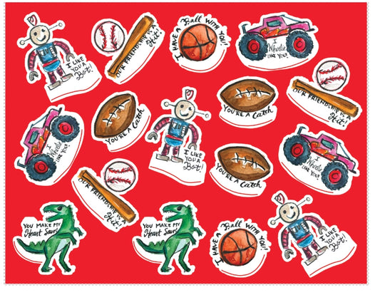 Valentine Sticker Sheet for Boys