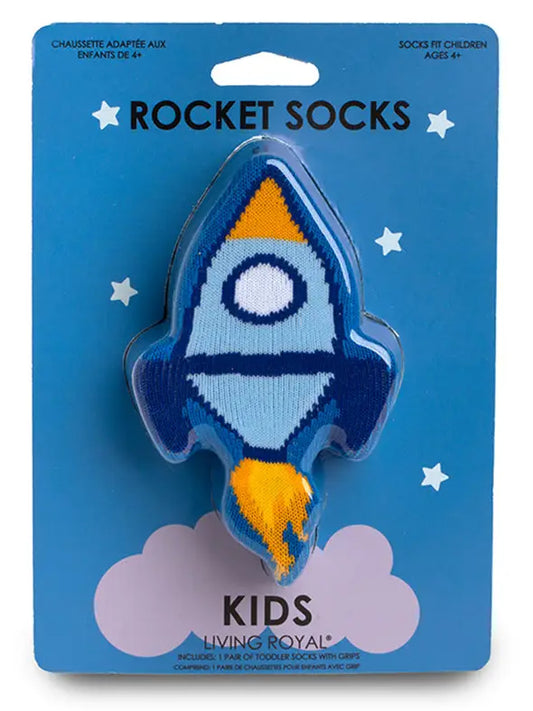 Rocket Ship in Space 3D Packaged Crew Socks