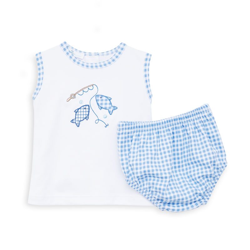 Magnolia Baby Gone Fishing Applique Diaper Cover Set