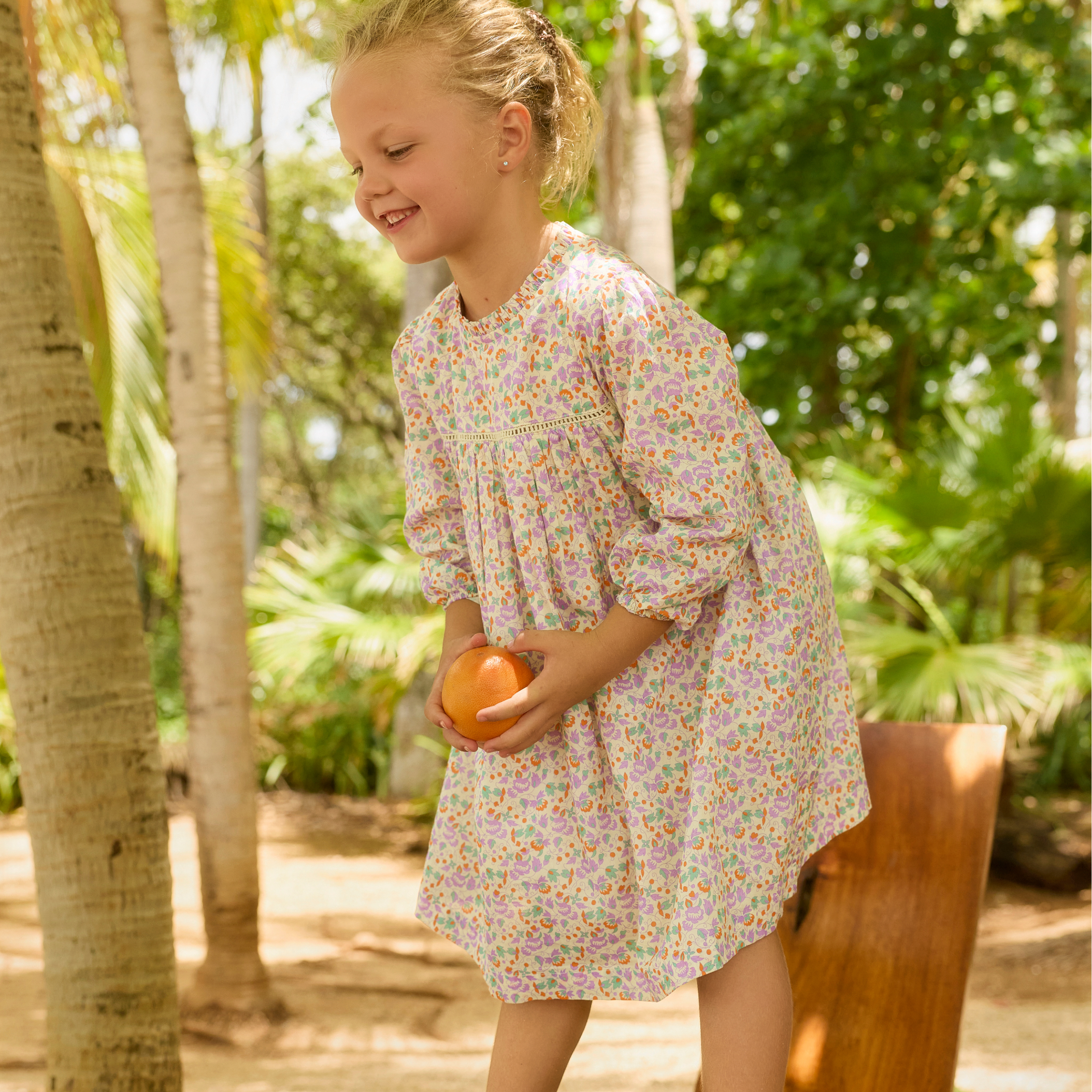 Minnow Girls Orchid Floral Long Sleeve Ruffle Dress