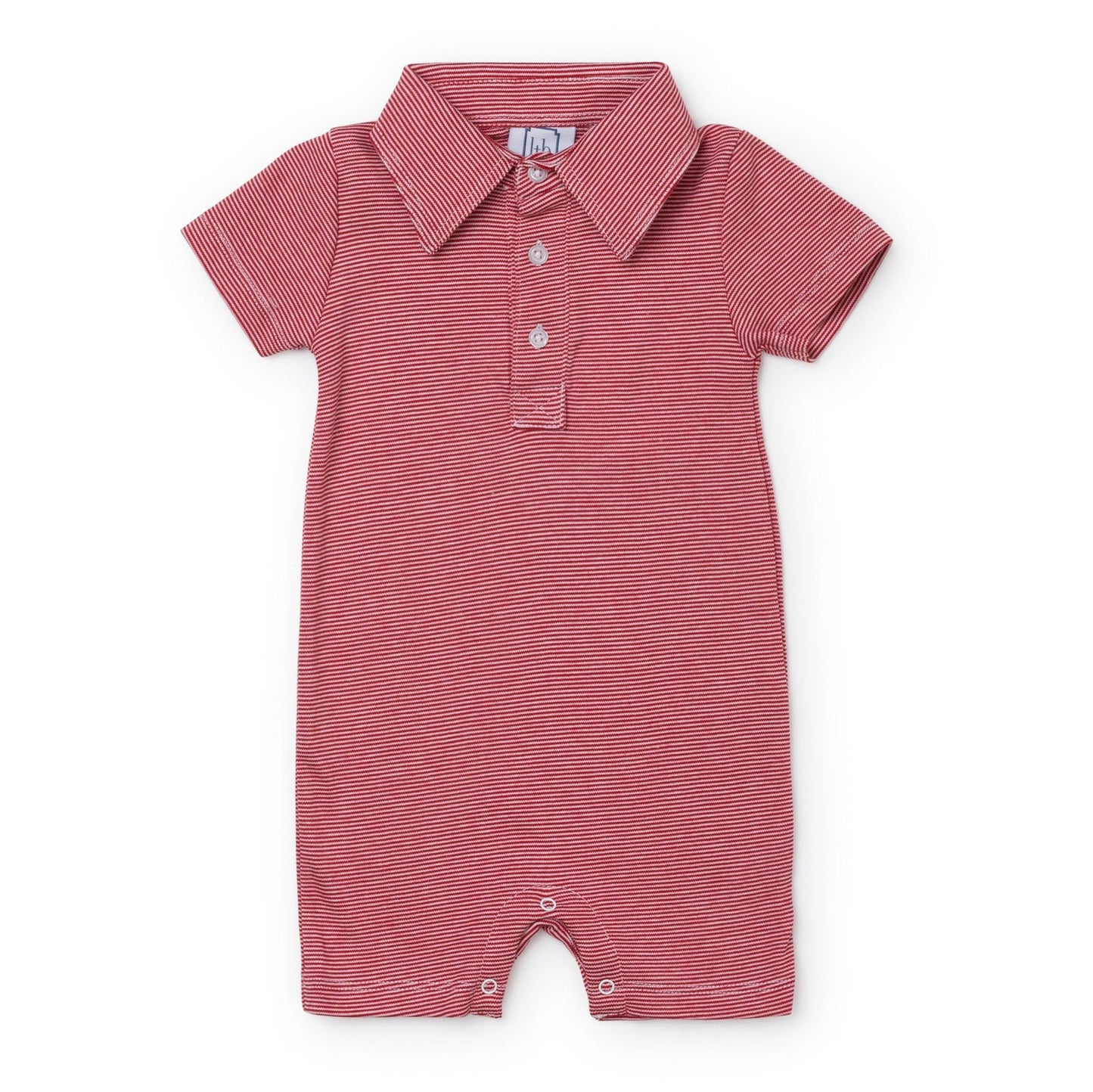 Lila and Hayes Tripp Boys' Pima Cotton Polo Shortall - Red Stripes