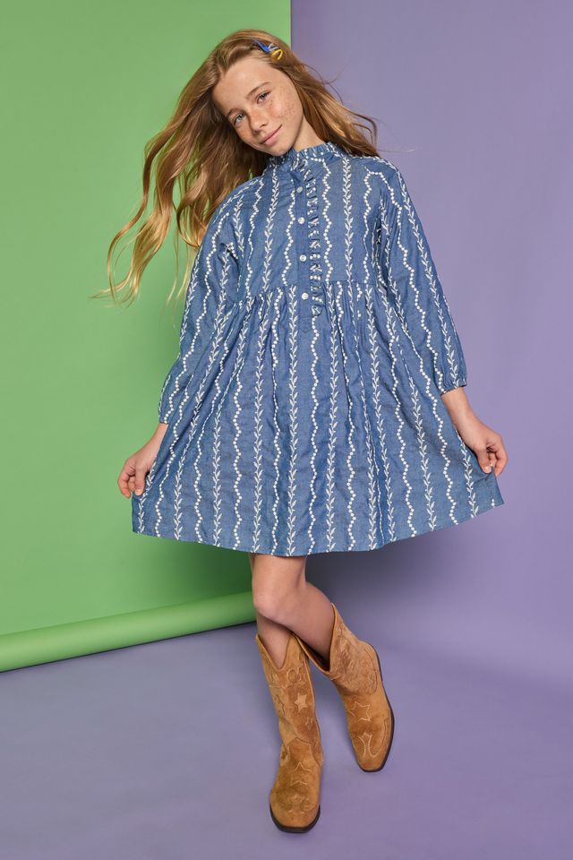 Amelia Dress- Chamonix Chambray Embroidery