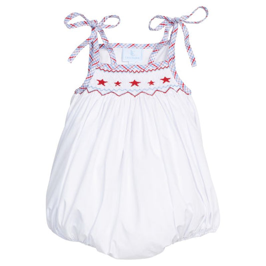 Little English Smocked Tie Shoulder Bubble- Stars