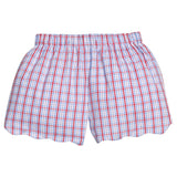 Little English Scallop Short - Patriotic Plaid