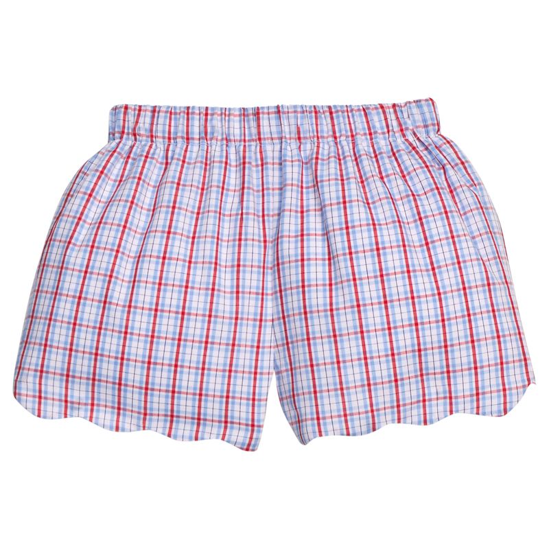 Little English Scallop Short - Patriotic Plaid