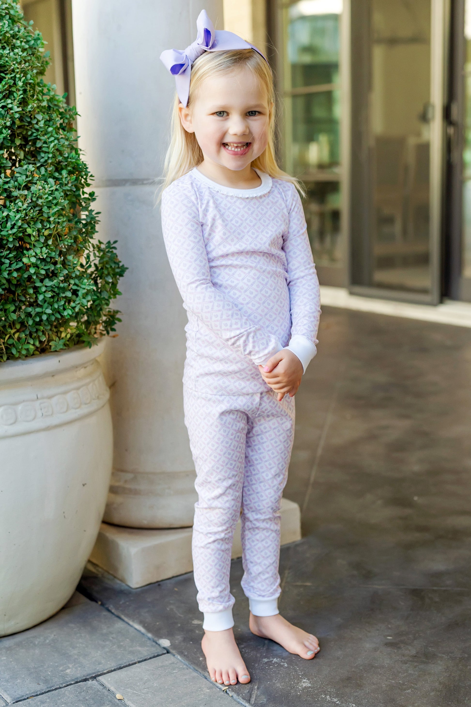 Lila and Hayes Ava Girls' Pajama Pant Set - School Plaid Pink