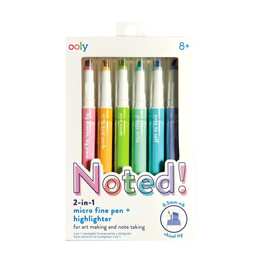Noted! 2-in-1 Micro Fine Tip Pens and Highlighters- Set of 6
