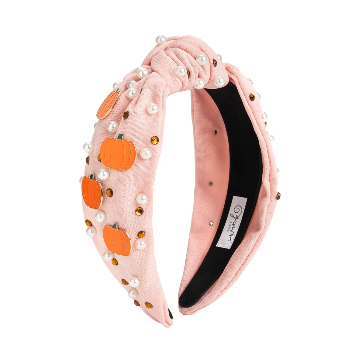 Sweet Wink Pumpkin Pearl Gemstone Headband