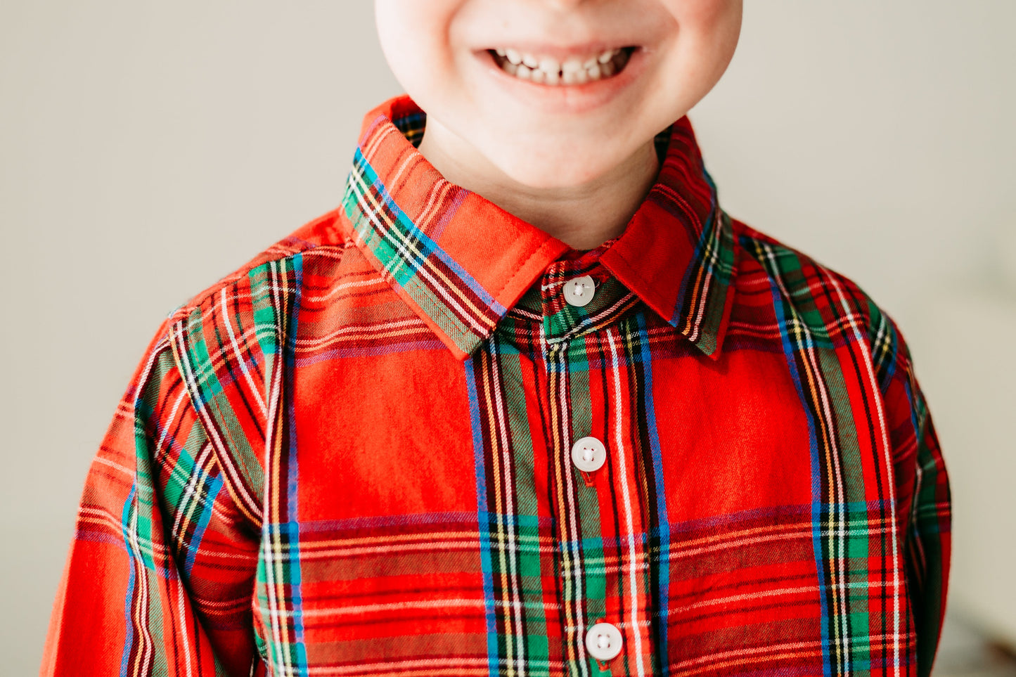 Maddie and Connor Red Tartan Button Up