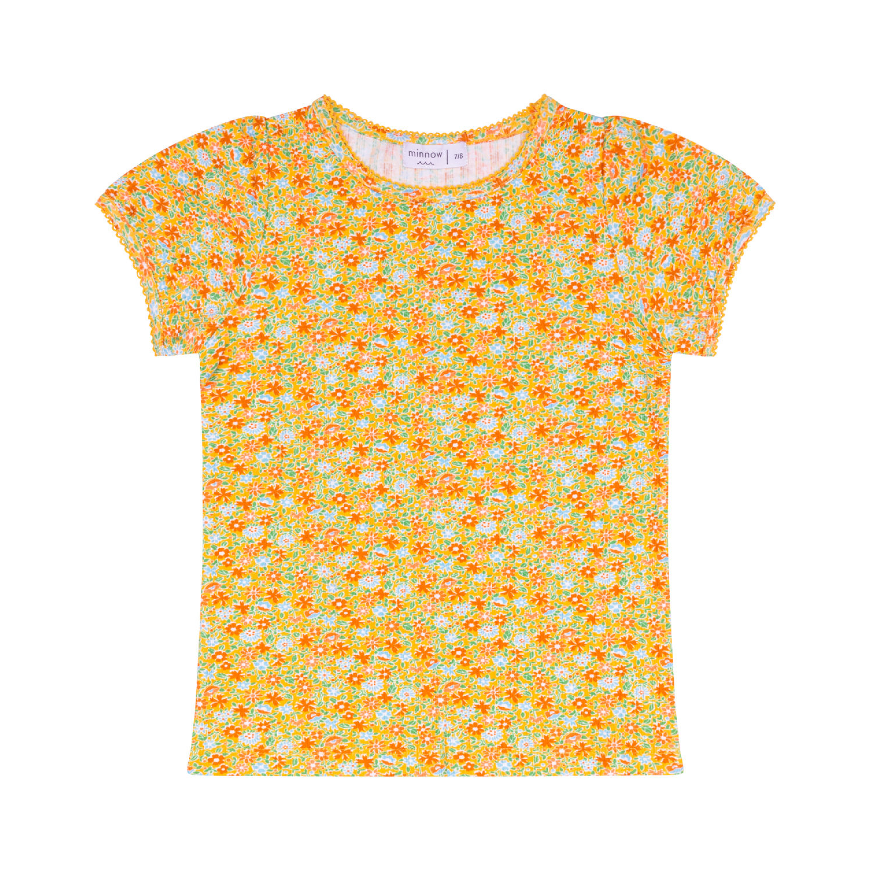 Minnow Girls Marigold Floral Puff Sleeve Shirt
