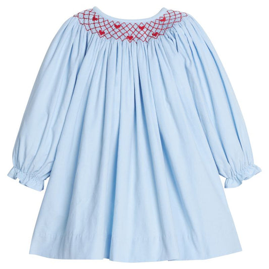 Little English Smocked Bishop Dress- Hearts