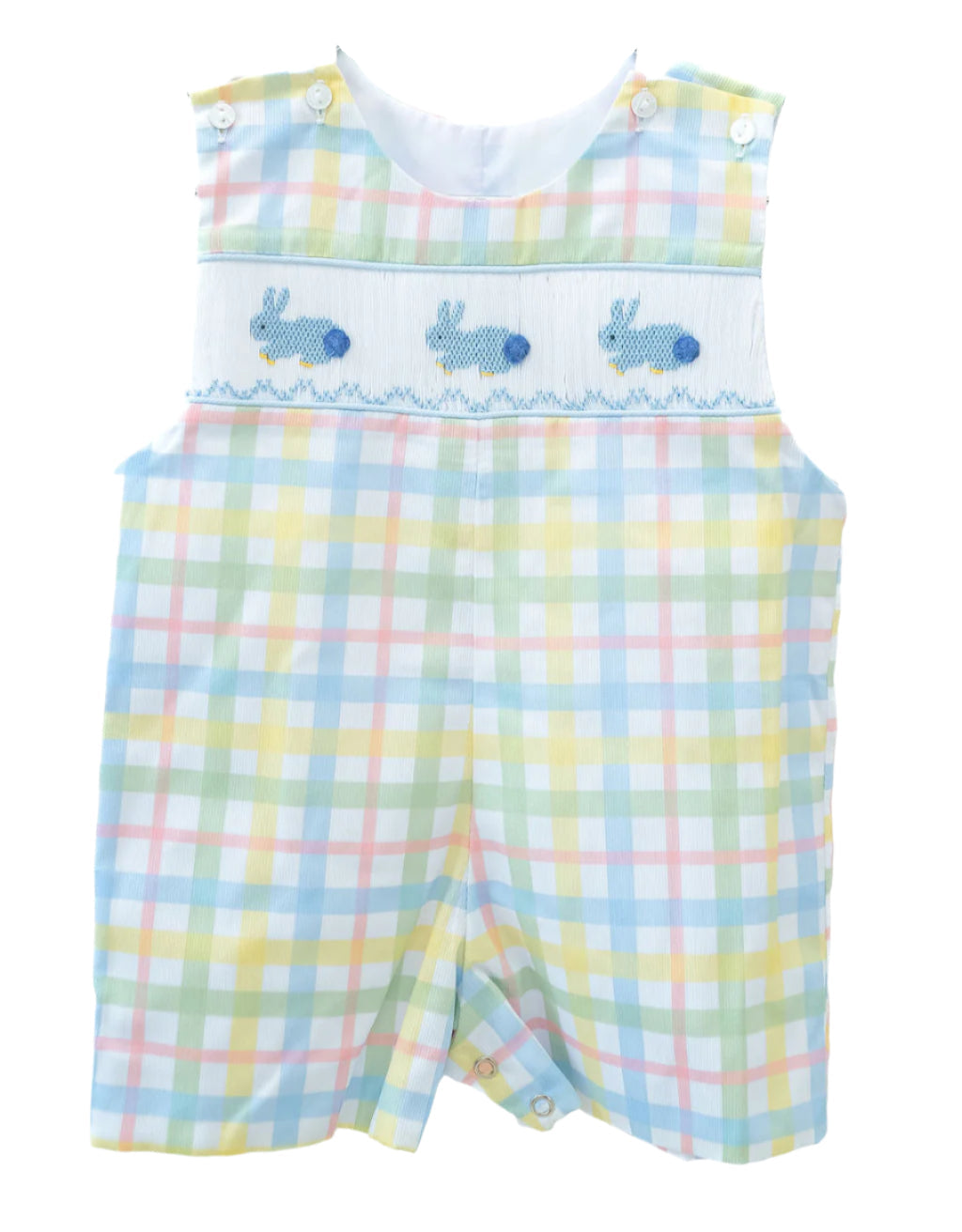 The Smocked Easter Bunnies Jonjon is available in sizes 3M to 4T, ensuring a great fit for your little one.