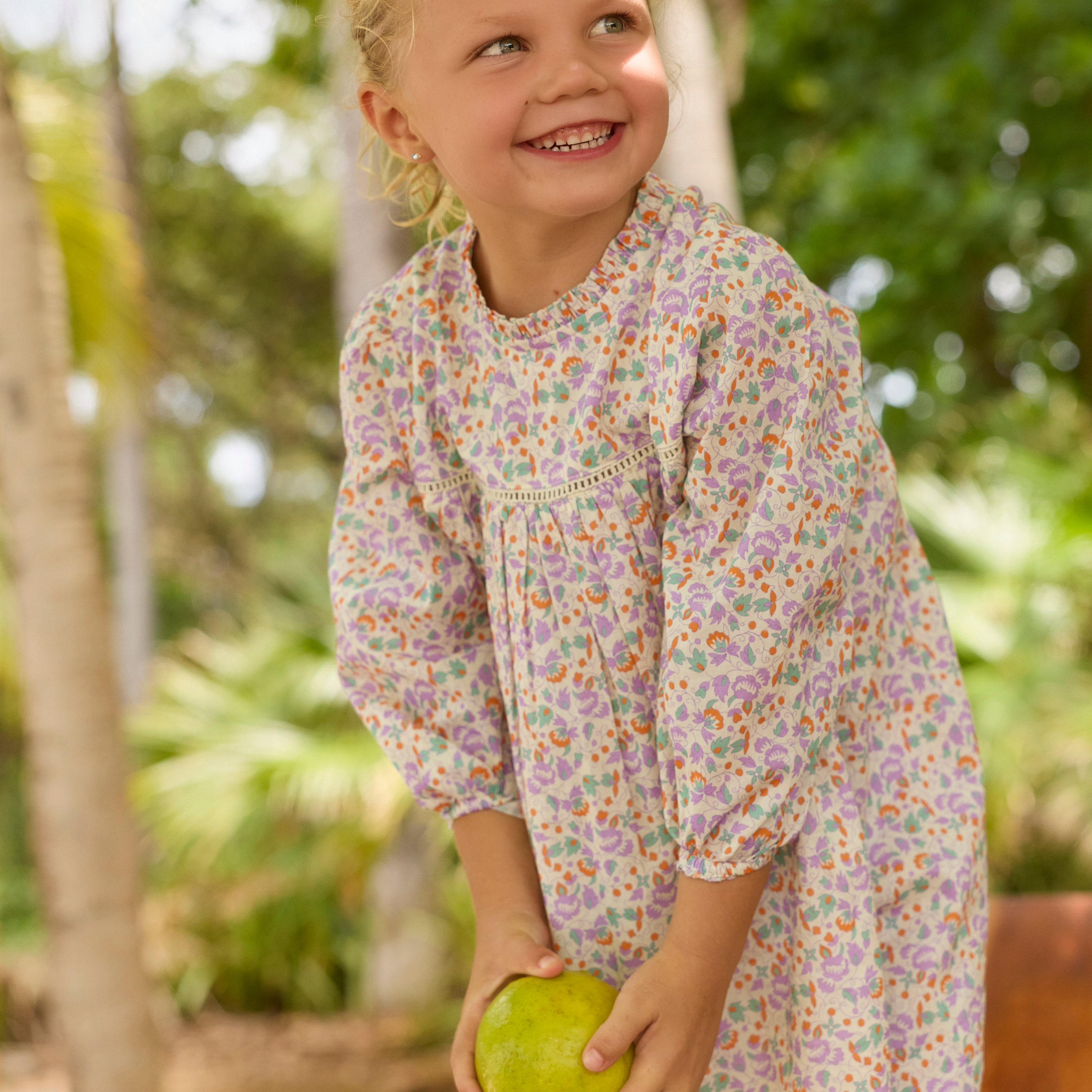 Minnow Girls Orchid Floral Long Sleeve Ruffle Dress