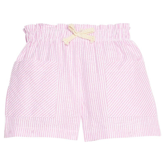 Patch Pocket Shorts- Pink Sparkle Seersucker