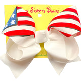 Two Sisters Bows White All Flag Large Bow