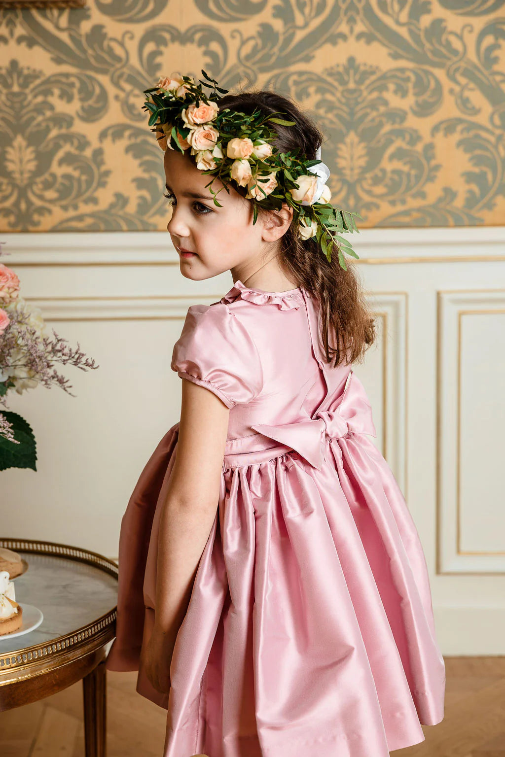 Antionette Paris Astrid Pink Silk Smocked Dress