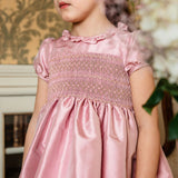 Antionette Paris Astrid Pink Silk Smocked Dress
