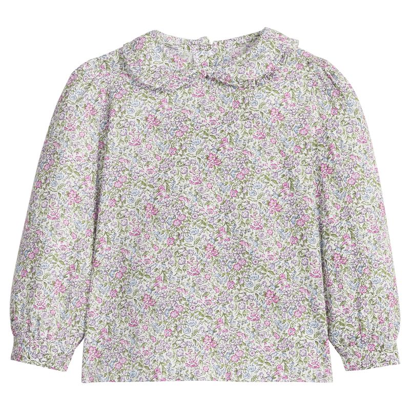 Little English Ruffled Peter Pan Blouse- Lavender Gables Floral