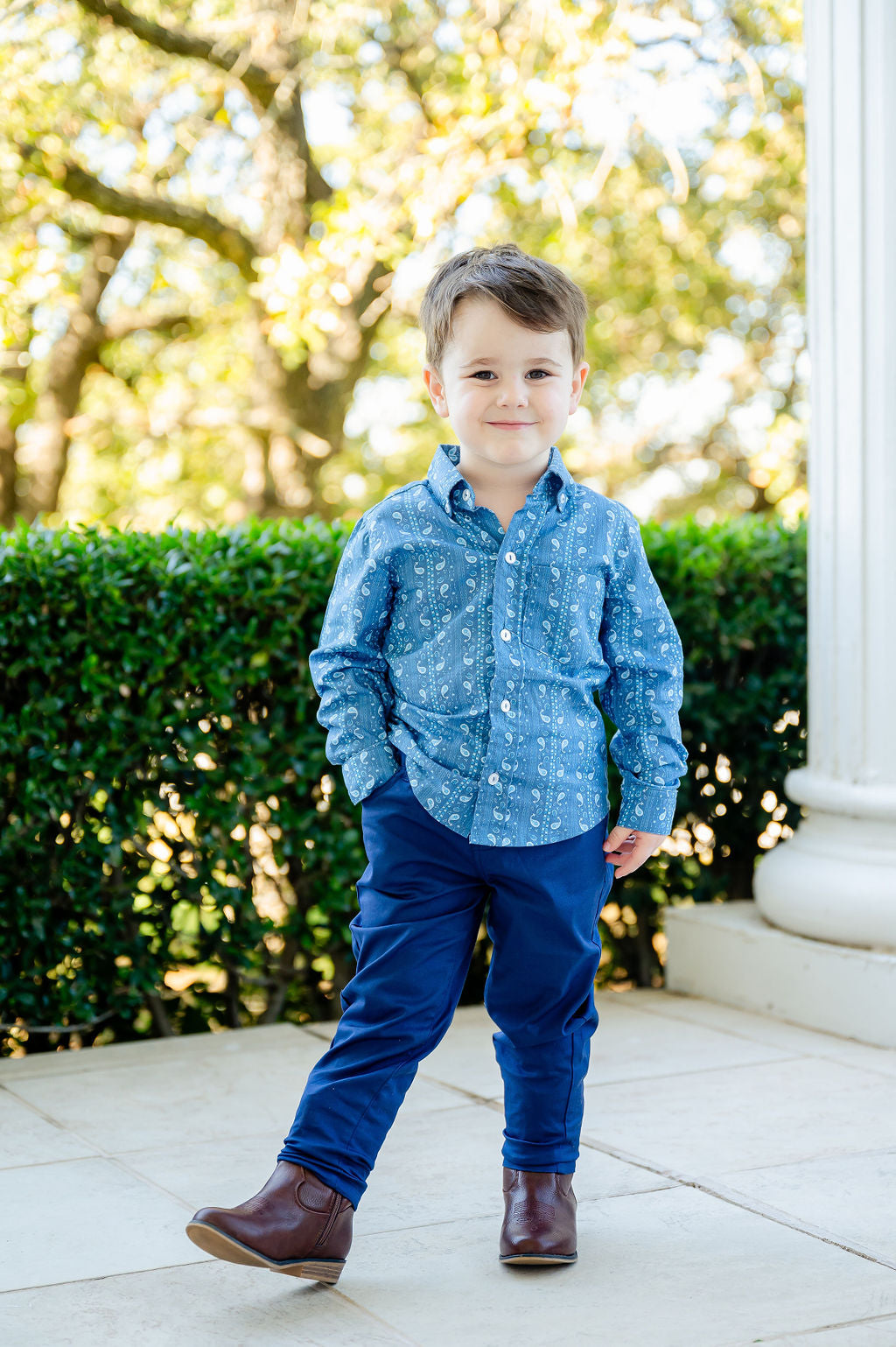 Ruth and Ralph Blue Bandana Print Conrad Button Up Shirt