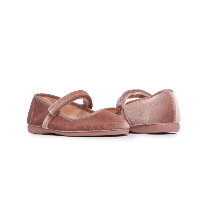 Children Chic Classic Velvet Mary Janes in Rose