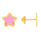 LeMel Kid Enamel Pink Star Stud Earring 14K