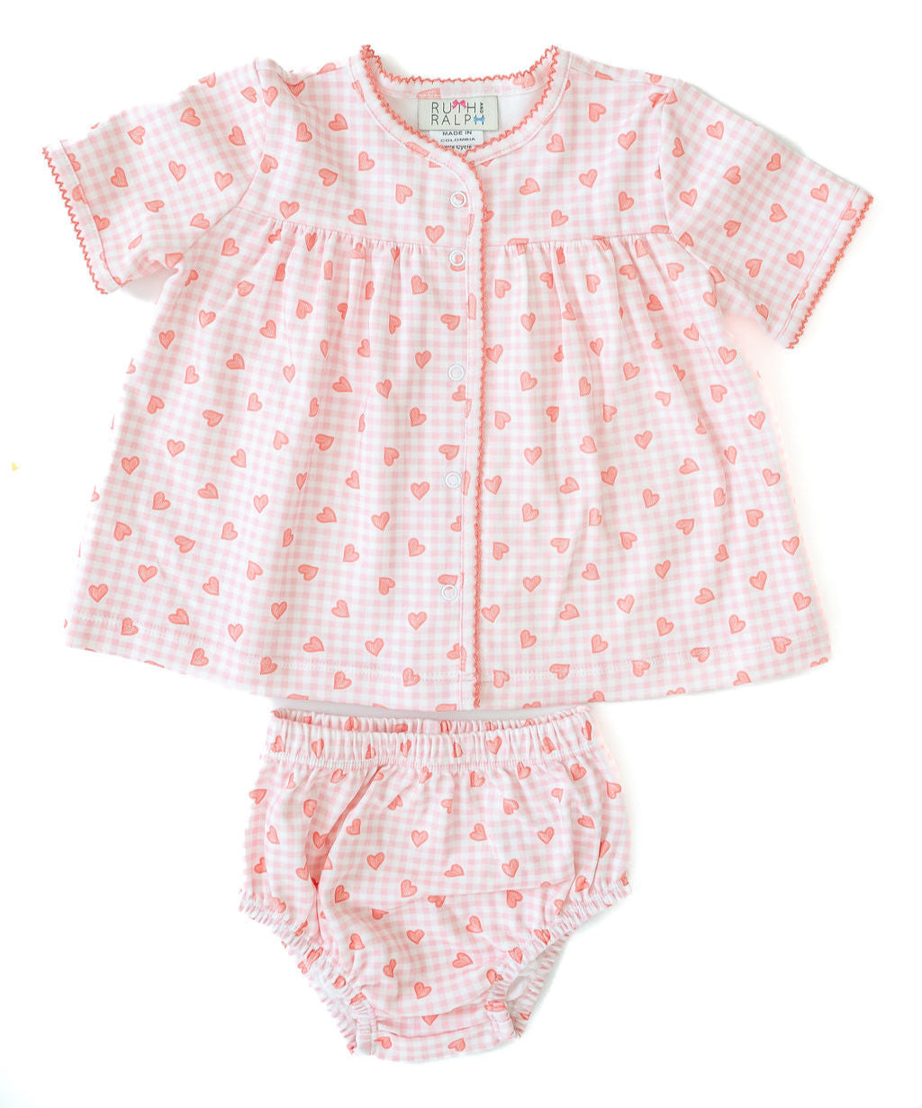 Ruth and Ralph Pink Hearts Layette Set