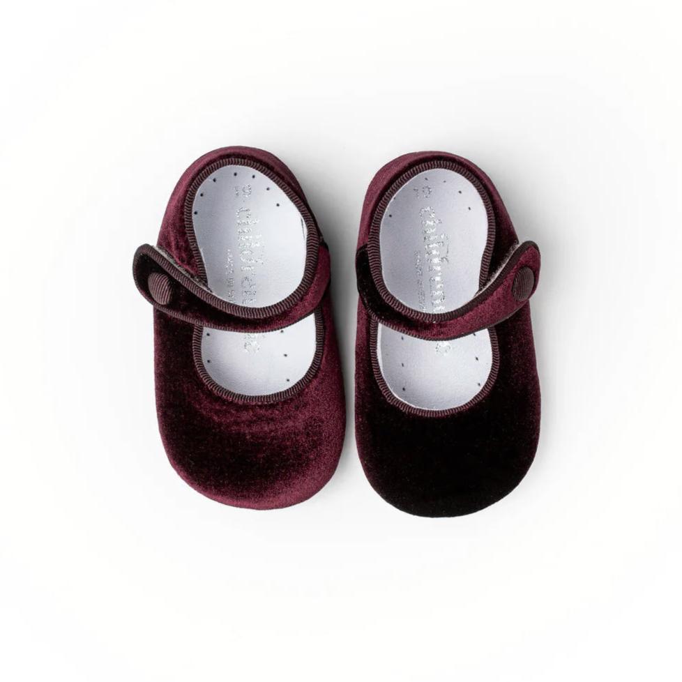 Children Chic My-First Velvet Mary Janes in Burgundy