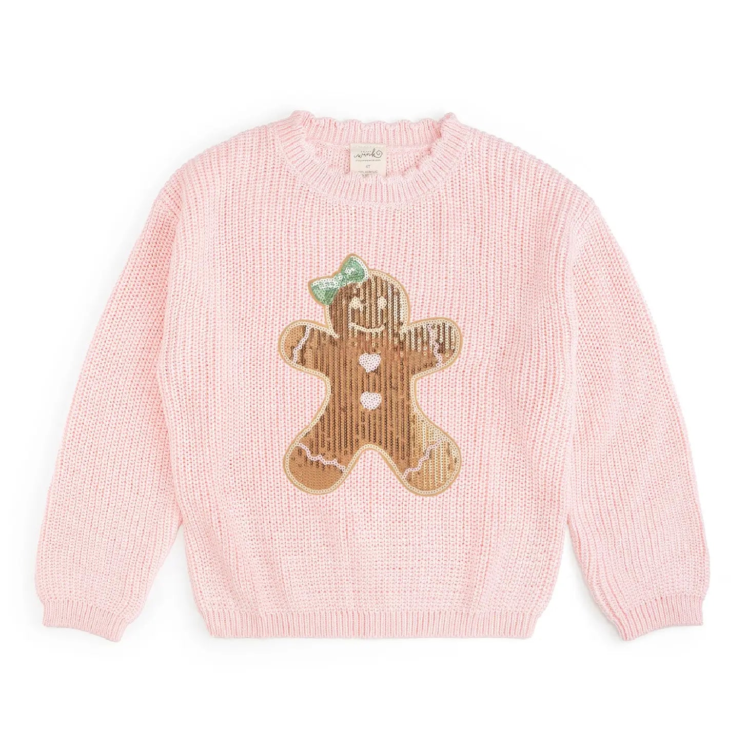 Sweet Wink Gingerbread Sequin Patch Sweater