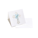 Cross With Blue Bow Enclosure Card