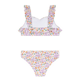 Girls Orchid Floral V-Neck Ruffle Bikini